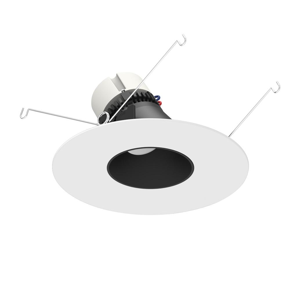 5"/6" Pearl LED Round Adjustable Slot Retrofit, 950lm / 12W, 3000K, Black Reflector / Matte