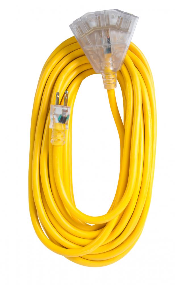 Ext Cord 50ft SJTW Yellow 12/3 Lighted E