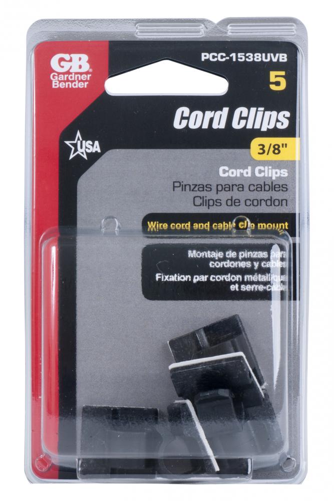 Cord Clips UV Black 3/8in dia5/Clam 8/Ma