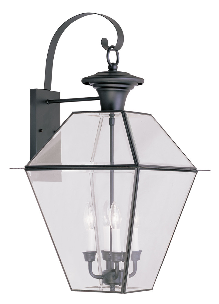 4 Light Black Outdoor Wall Lantern