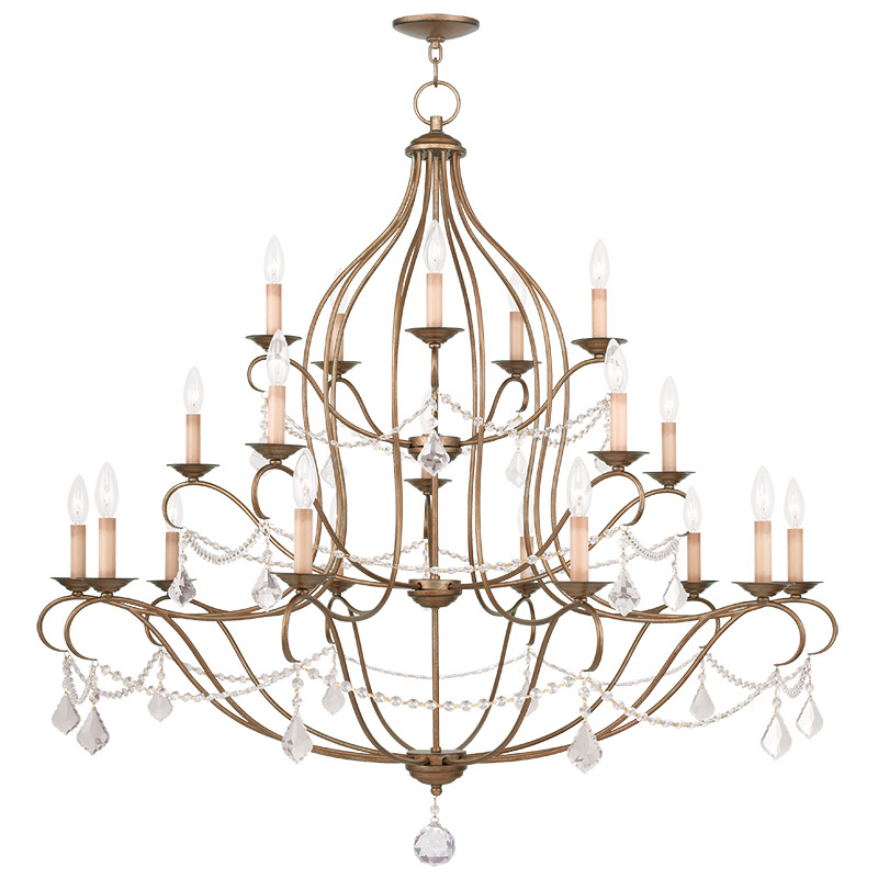 12 Light Antique Gold Leaf Chandelier