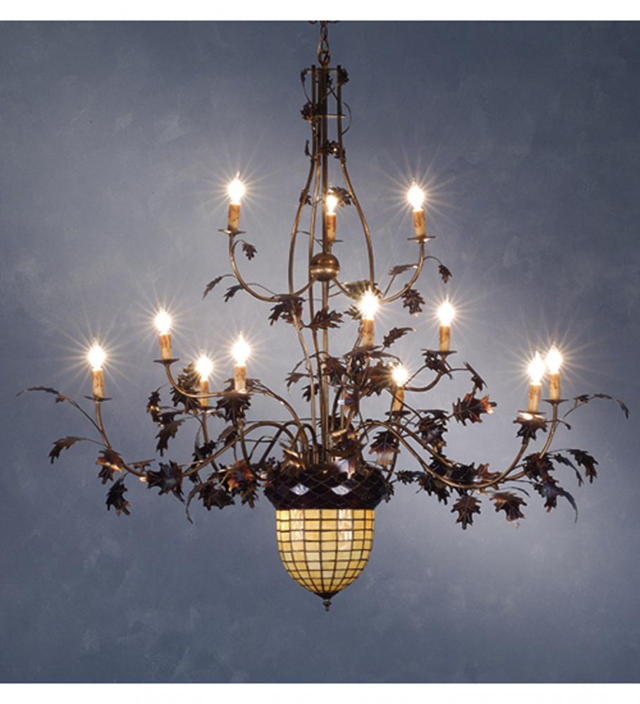 60" Wide Greenbriar Oak 12 Arm Chandelier