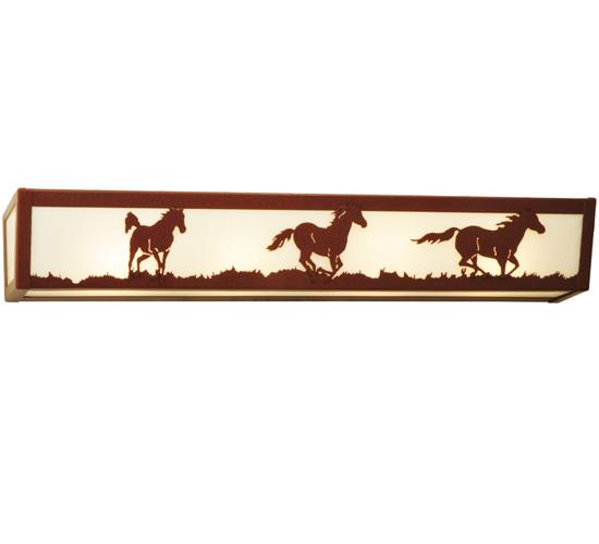 30" Wide Running Horses Vanity Light