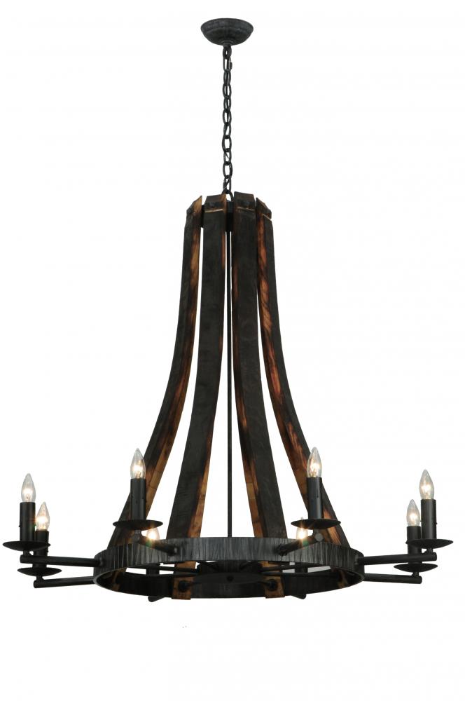 42" Wide Barrel Stave Madera 8 Light Chandelier