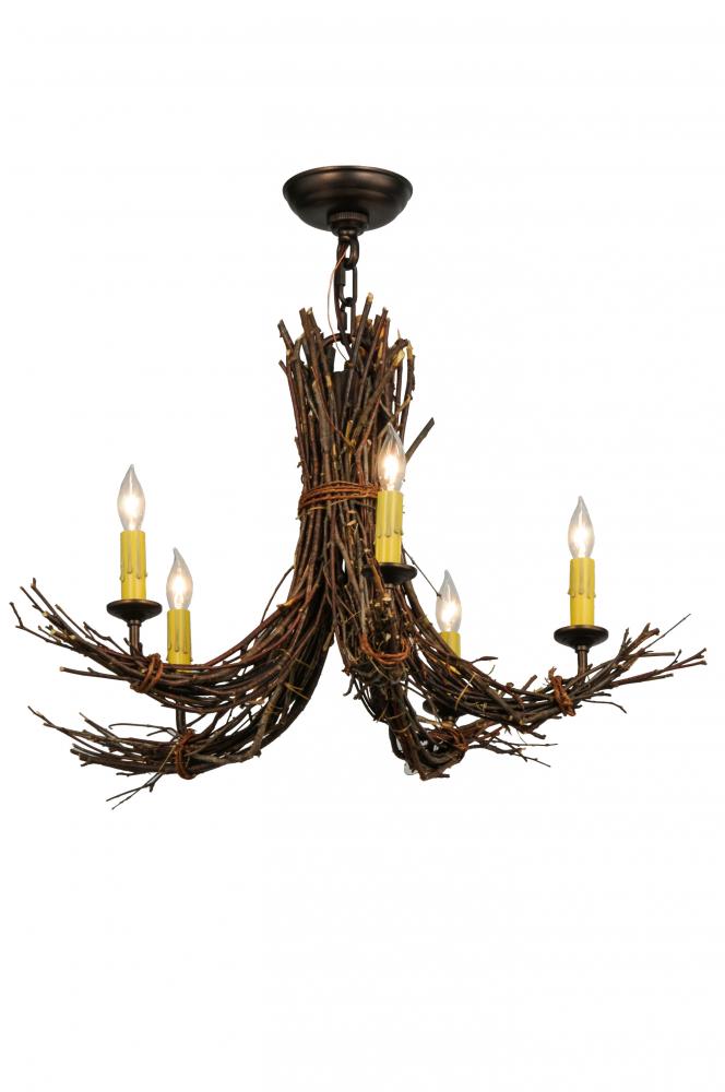 28" Wide Twigs 5 Light Chandelier