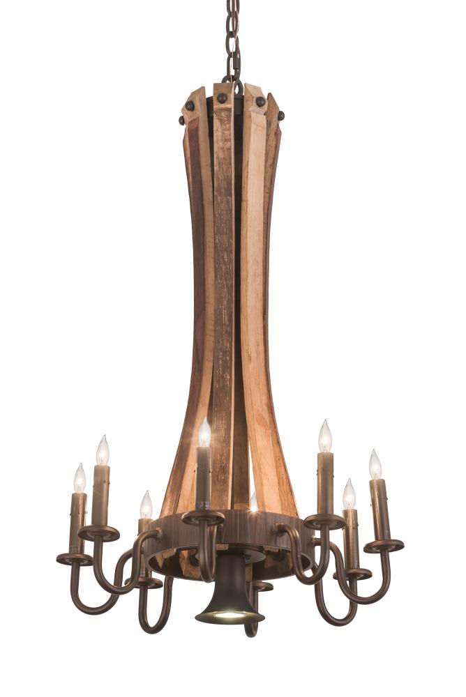 20"W Barrel Stave Madera 8 LT Chandelier