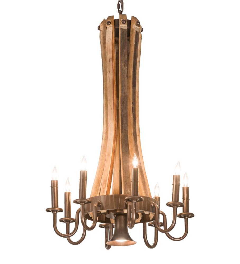 20" Wide Barrel Stave Madera 8 LT Chandelier