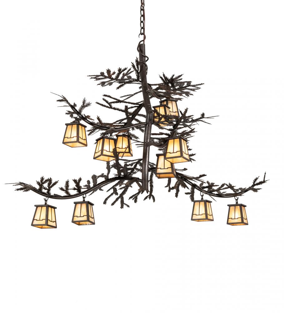 48" Long Pine Branch 12 Light Chandelier