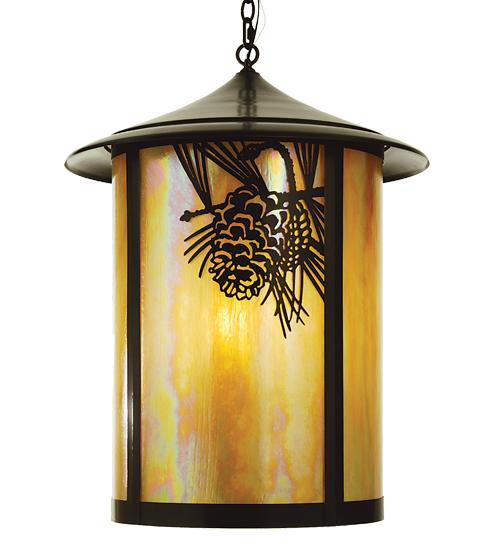 24"W Fulton Winter Pine Lantern Pendant