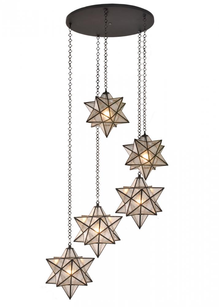 45" Wide Moravian Star 5 Light Cascading Pendant