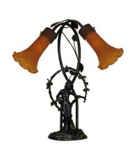 Meyda Green 11822 - 17" High Amber Tiffany Pond Lily 2 Light Trellis Girl Accent Lamp