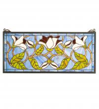 Meyda Green 204638 - 25" Wide X 11" High Magnolia Stained Glass Window