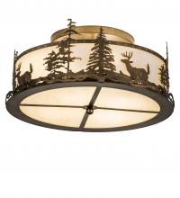 Meyda Green 239334 - 24" Wide Deer at Dusk Semi-Flushmount