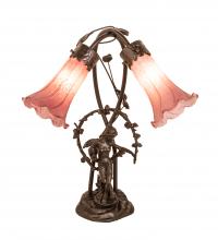 Meyda Green 38267 - 17" High Lavender Tiffany Pond Lily 2 Light Trellis Girl Accent Lamp