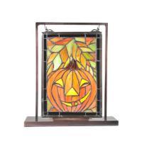 Meyda Green 65267 - 9.5"W X 10.5"H Jack O'Lantern Lighted Mini Tabletop Window