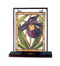 Meyda Green 68351 - 9.5"W X 10.5"H Lady Slippers Lighted Mini Tabletop Window