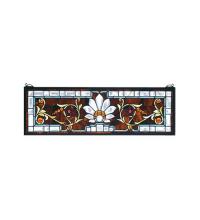 Meyda Green 73063 - 28"W X 9"H Beveled Ellsinore Transom Stained Glass Window