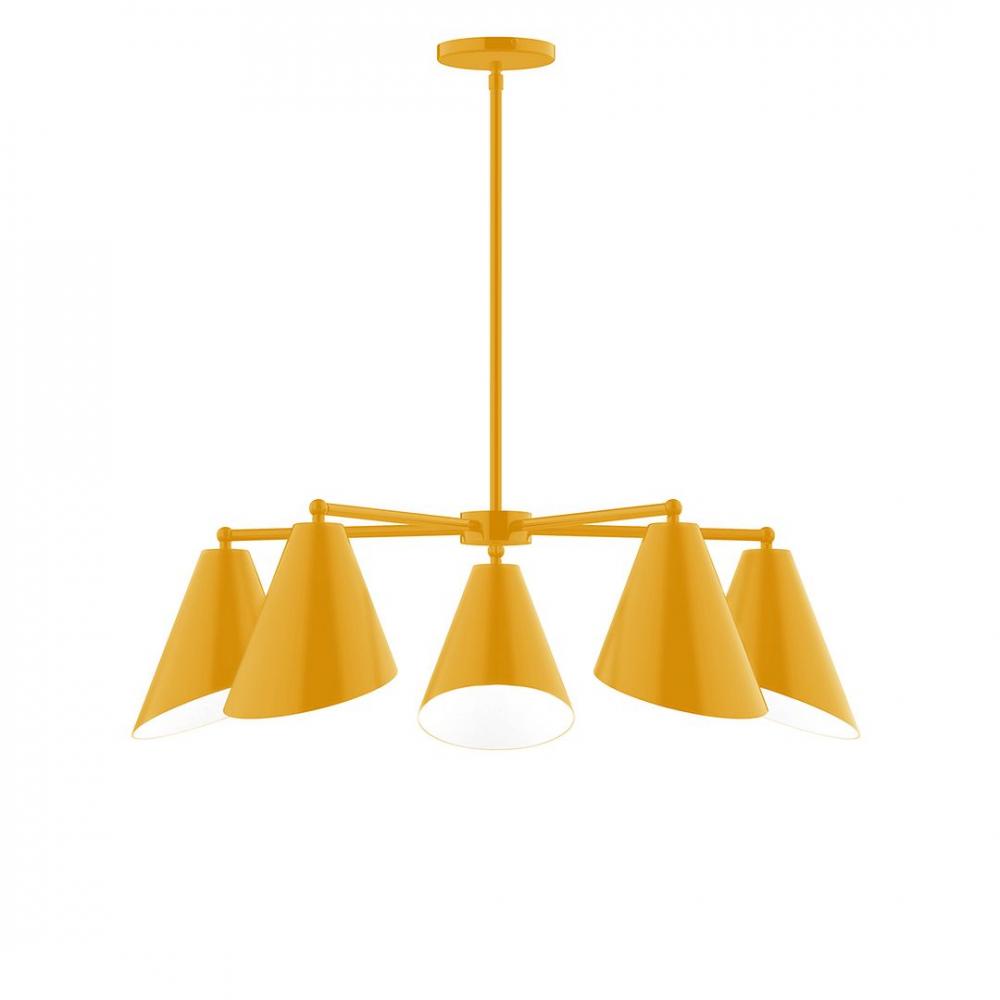 5-Light J-Series Chandelier, Bright Yellow