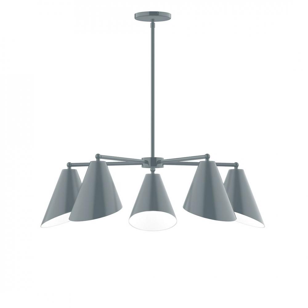 5-Light J-Series Chandelier, Slate Gray