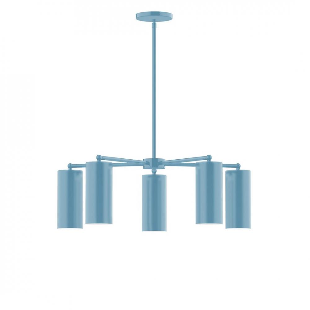 5-Light J-Series Chandelier, Light Blue