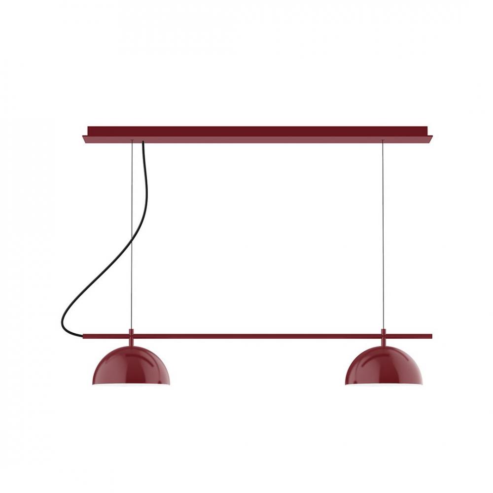 3-Light Linear Axis LED Chandelier with Cool Tweed Fabric Cord, Barn Red