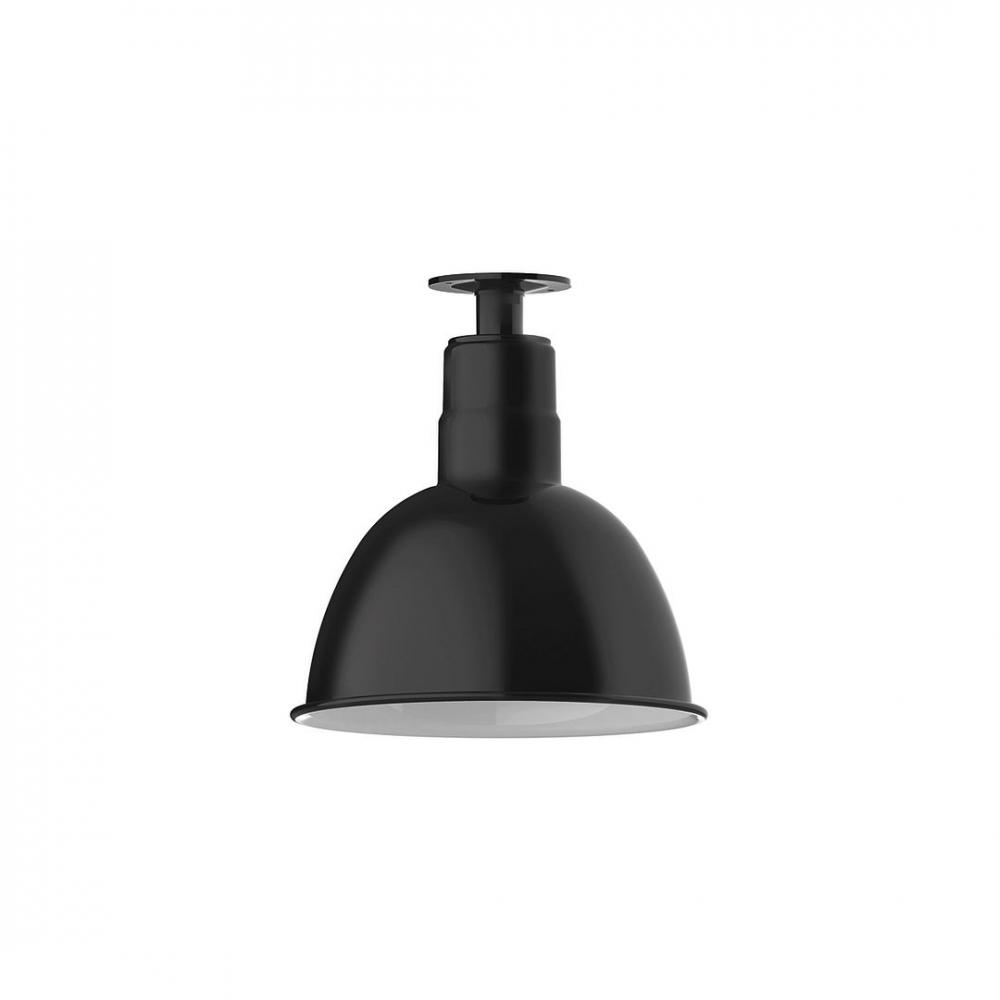 12" Deep Bowl shade, LED Flush Mount ceiling light, Black