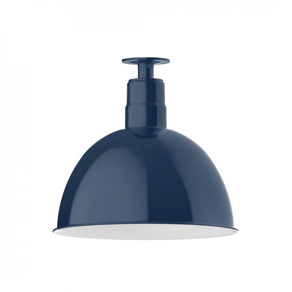 16" Deep Bowl shade, LED Flush Mount ceiling light, Navy