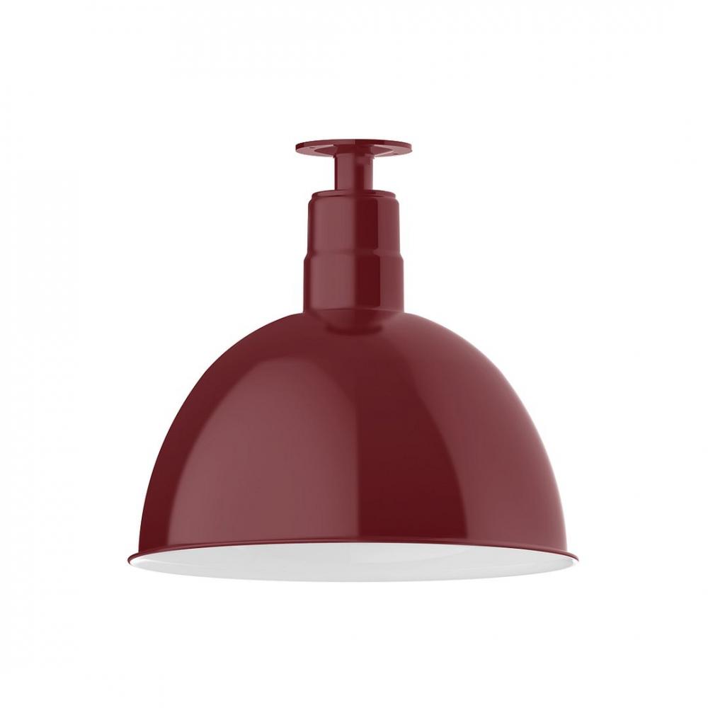 16" Deep Bowl shade, LED Flush Mount ceiling light, Barn Red