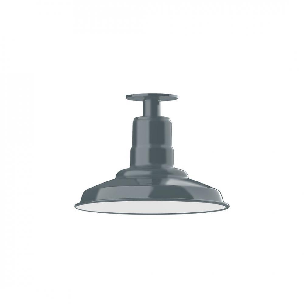 12" Warehouse shade, LED Flush Mount ceiling light, Slate Gray