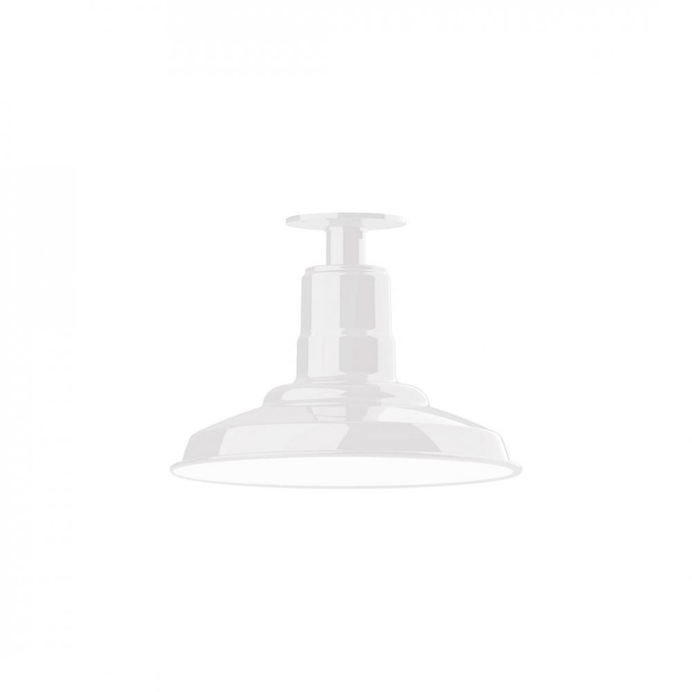 12" Warehouse shade, LED Flush Mount ceiling light, White