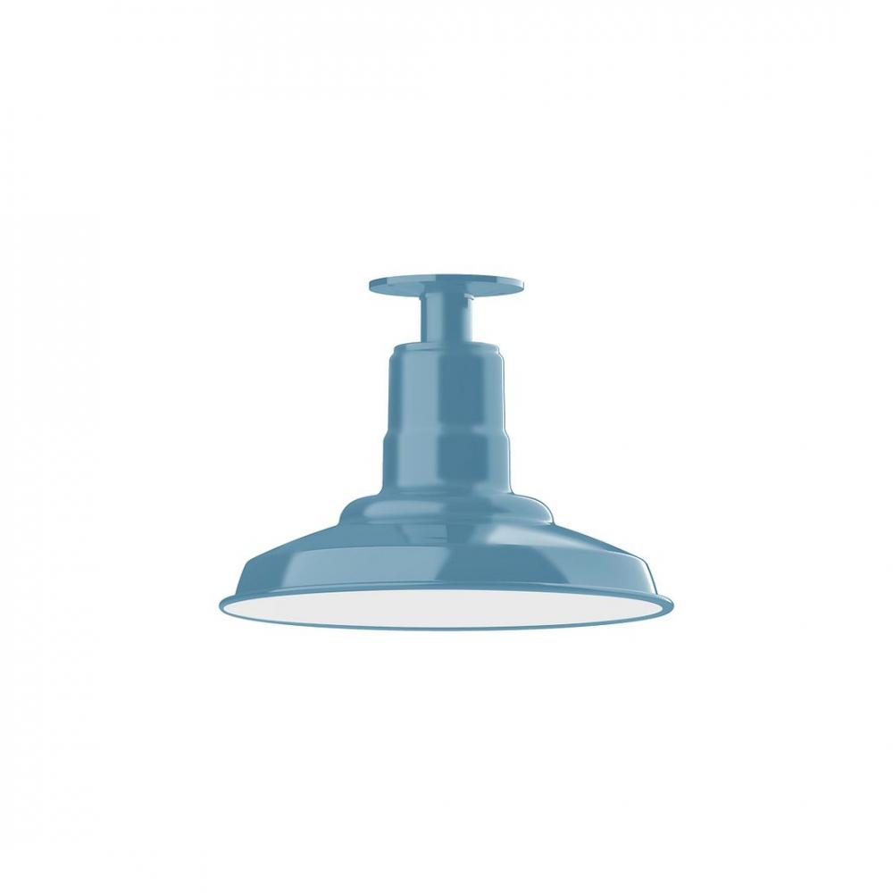 12" Warehouse shade, LED Flush Mount ceiling light, Light Blue