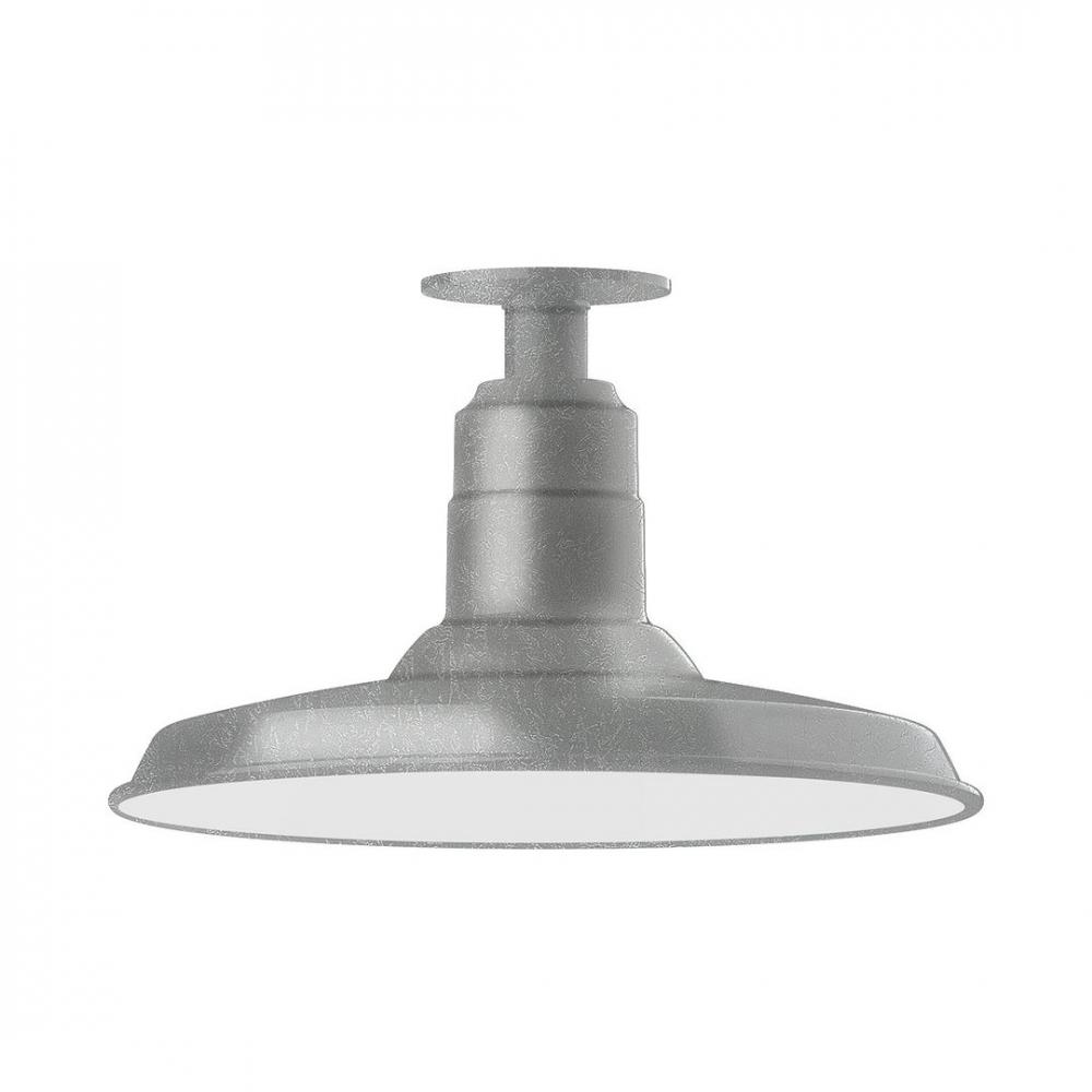 14" Warehouse shade, LED Flush Mount ceiling light, Painted Galvanized