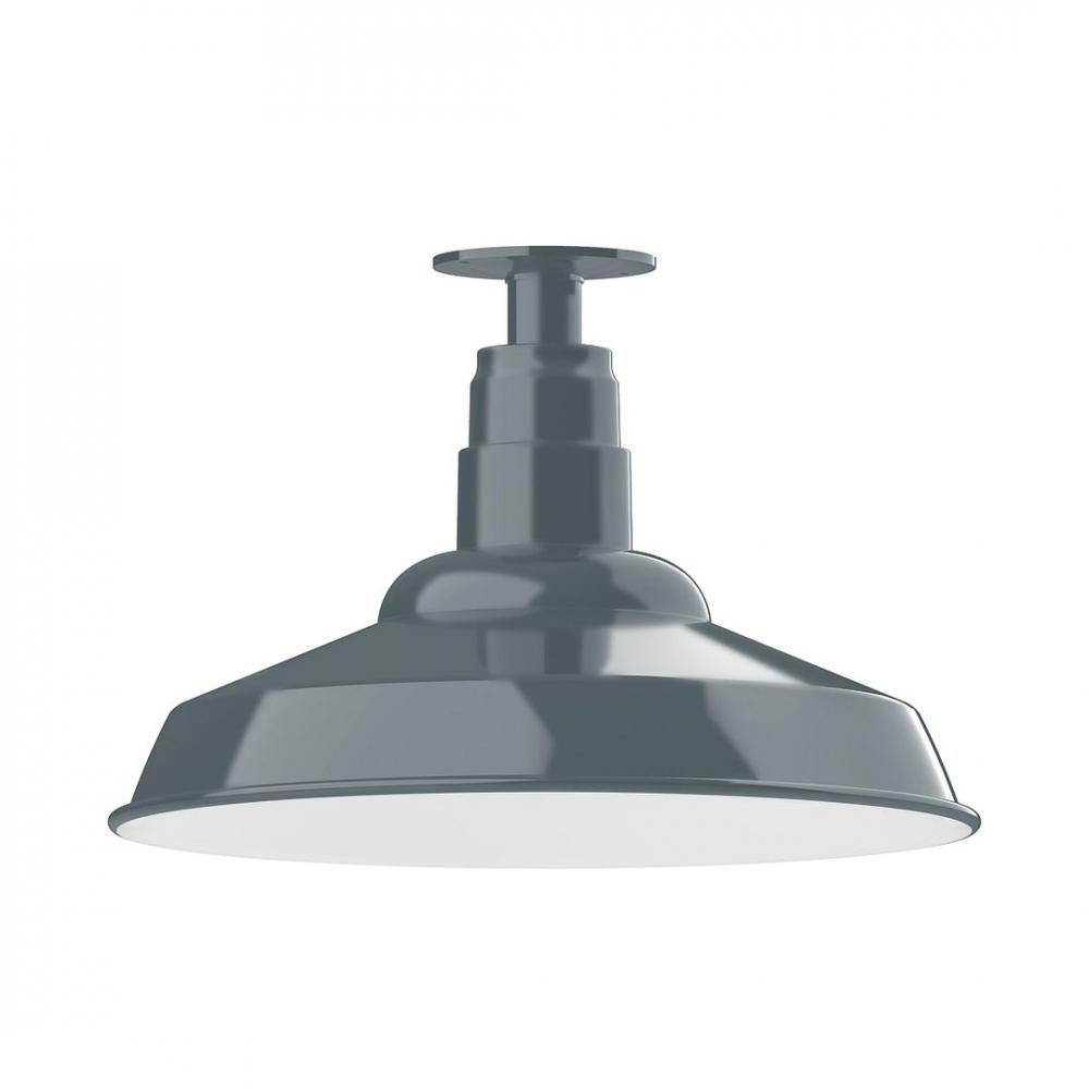 16" Warehouse shade, LED Flush Mount ceiling light, Slate Gray