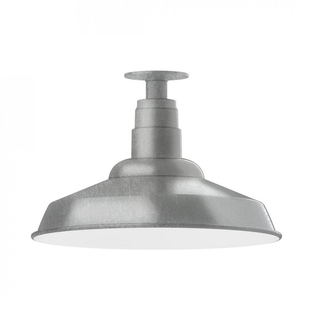 16" Warehouse shade, LED Flush Mount ceiling light, Painted Galvanized