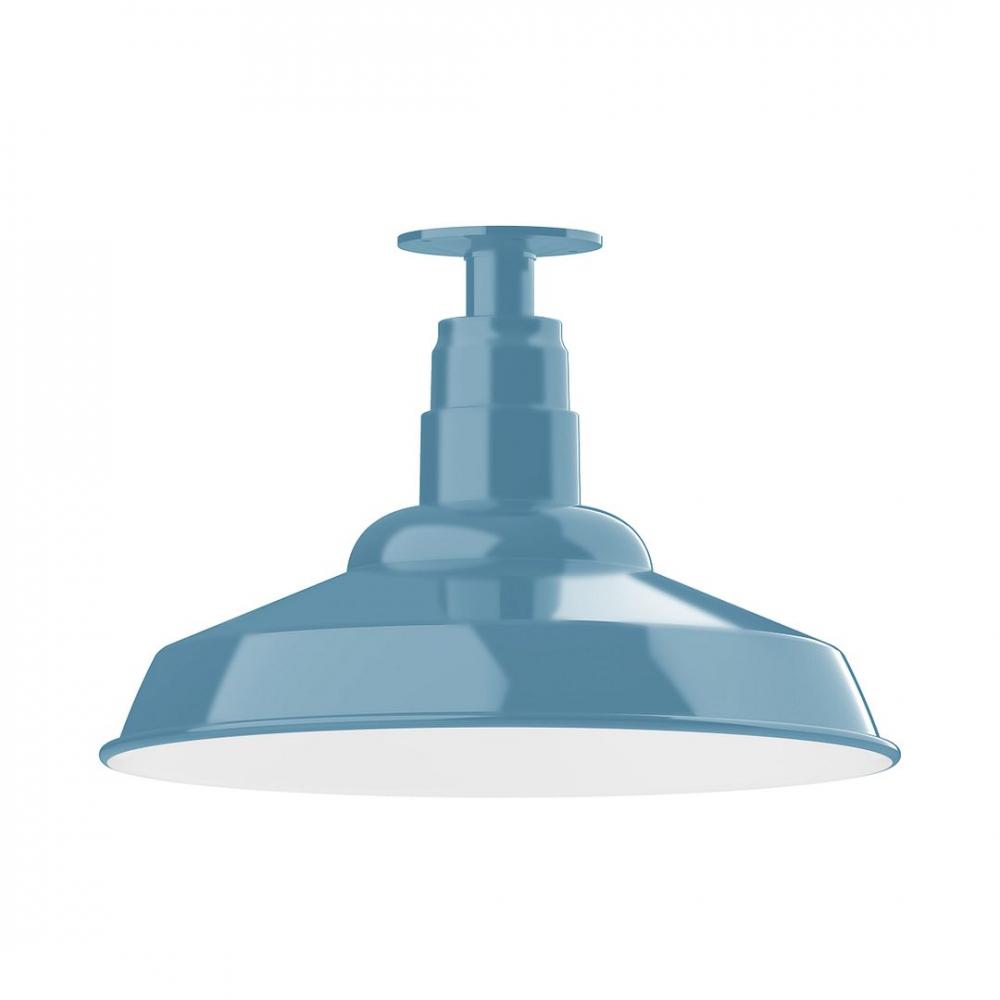 16" Warehouse shade, LED Flush Mount ceiling light, Light Blue