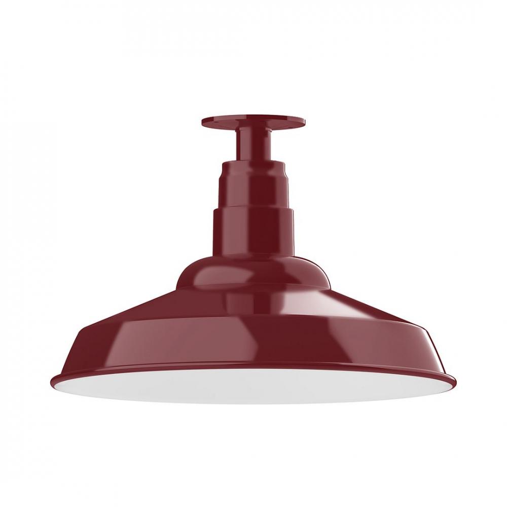 16" Warehouse shade, LED Flush Mount ceiling light, Barn Red