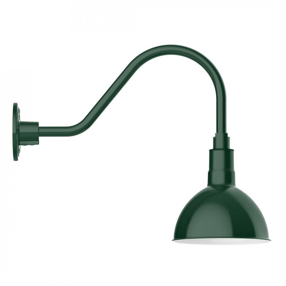 8" Deep Bowl shade, LED Gooseneck Wall mount, Forest Green