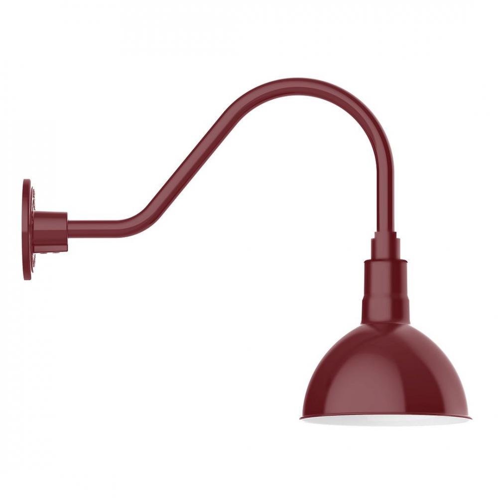 8" Deep Bowl shade, LED Gooseneck Wall mount, Barn Red