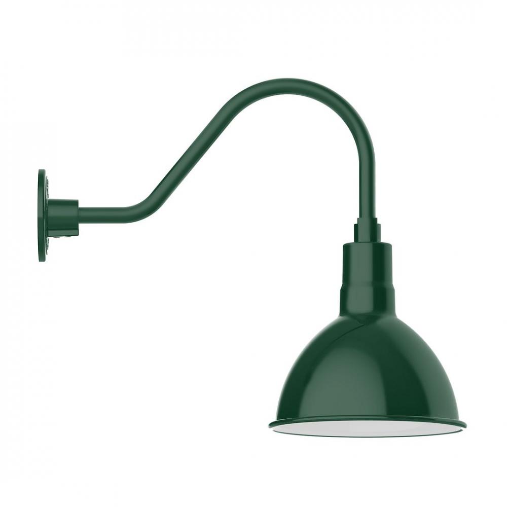 10" Deep Bowl shade, LED Gooseneck Wall mount, Forest Green