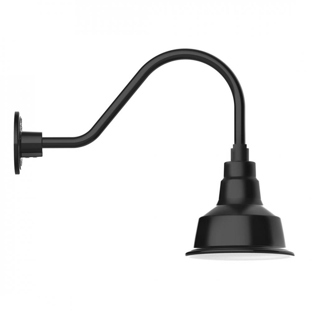 8" Warehouse shade, LED Gooseneck Wall mount, Black