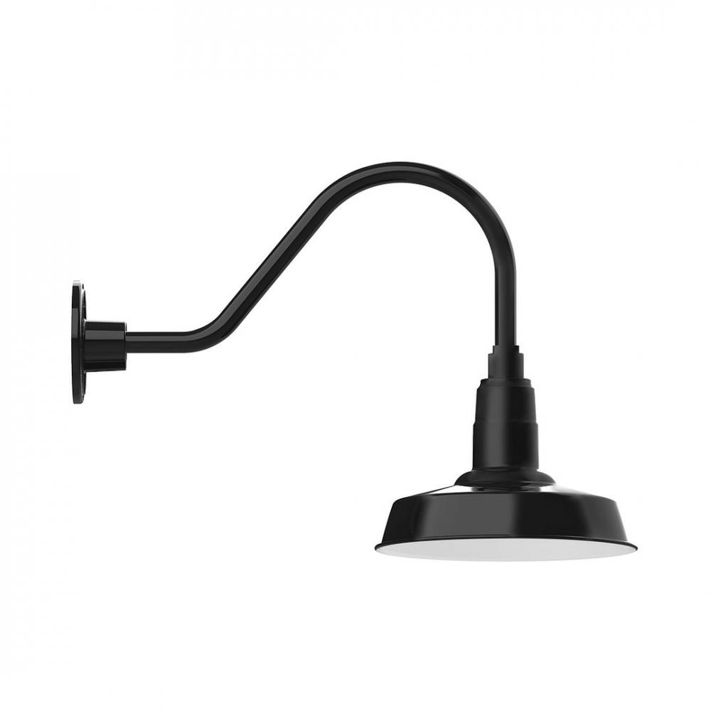 10" Warehouse shade, LED Gooseneck Wall mount, Black