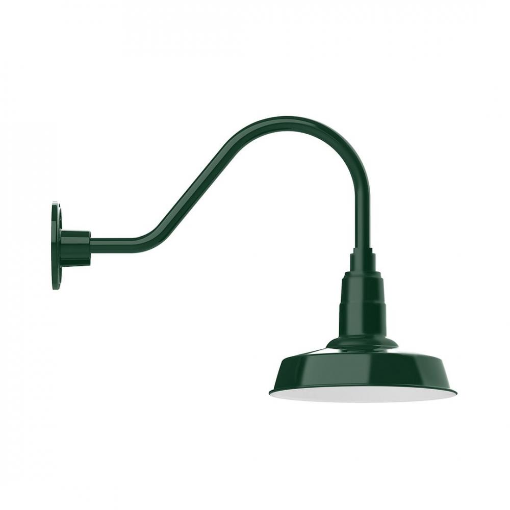 10" Warehouse shade, LED Gooseneck Wall mount, Forest Green