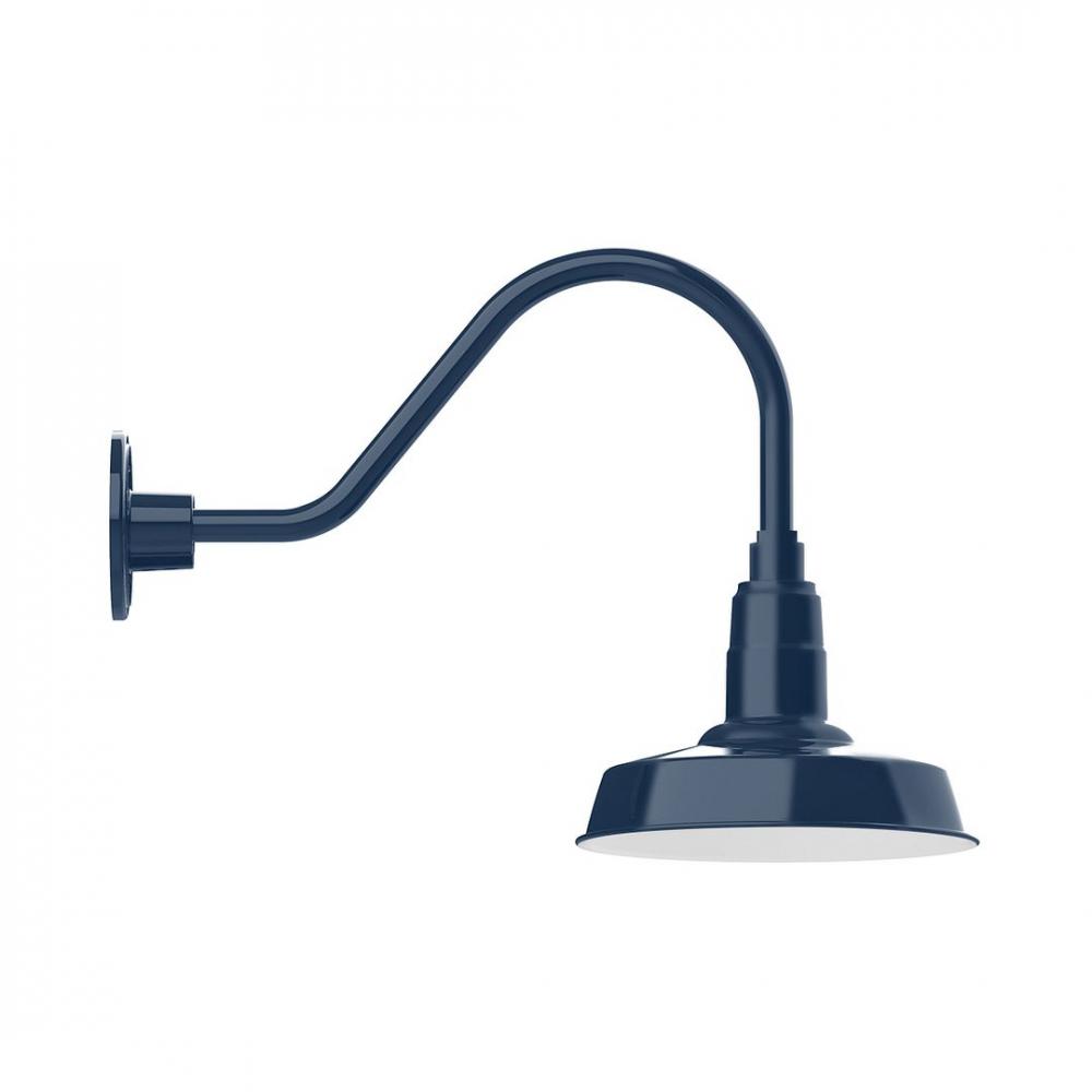 10" Warehouse shade, LED Gooseneck Wall mount, Navy