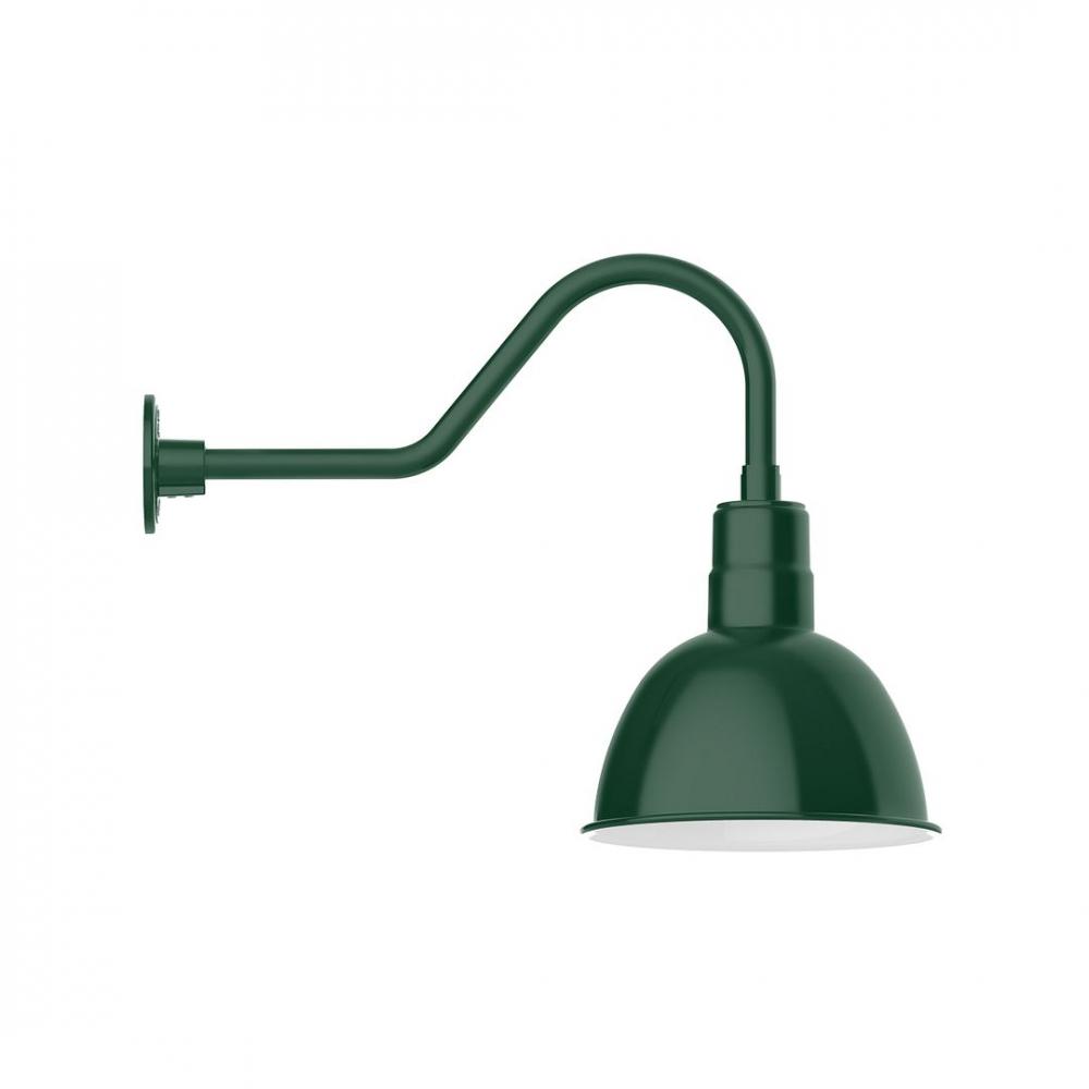 12" Deep Bowl shade, LED Gooseneck Wall mount, Forest Green