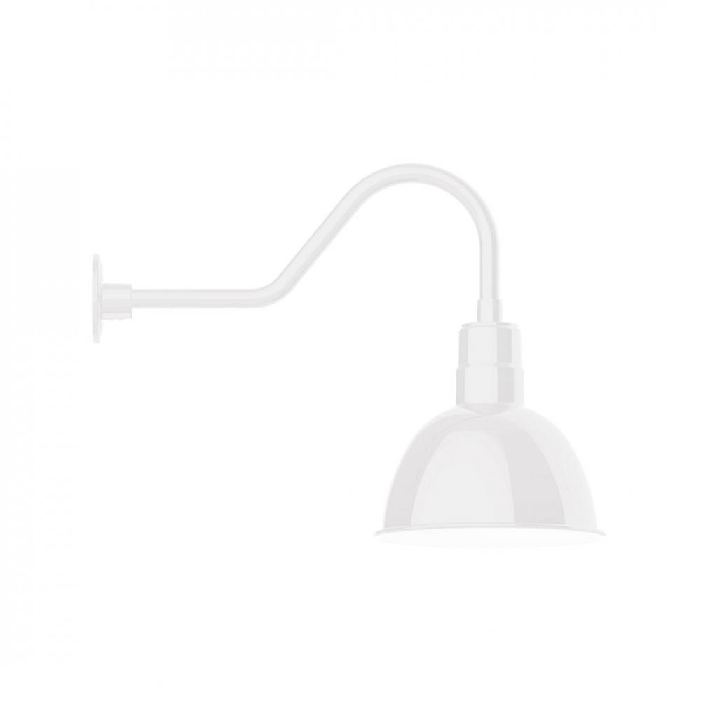 12" Deep Bowl shade, LED Gooseneck Wall mount, White