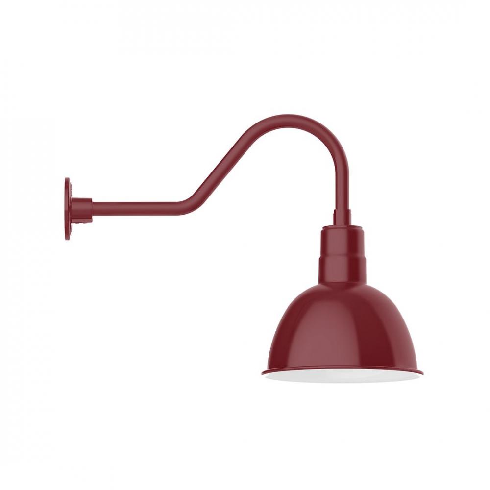 12" Deep Bowl shade, LED Gooseneck Wall mount, Barn Red