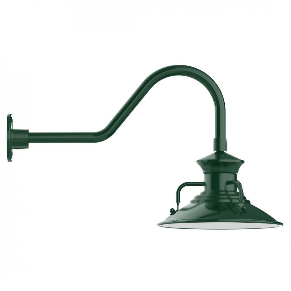 12" Homestead shade, LED Gooseneck Wall mount, Forest Green