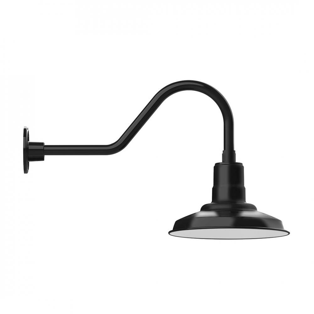 12" Warehouse shade, LED Gooseneck Wall mount, Black