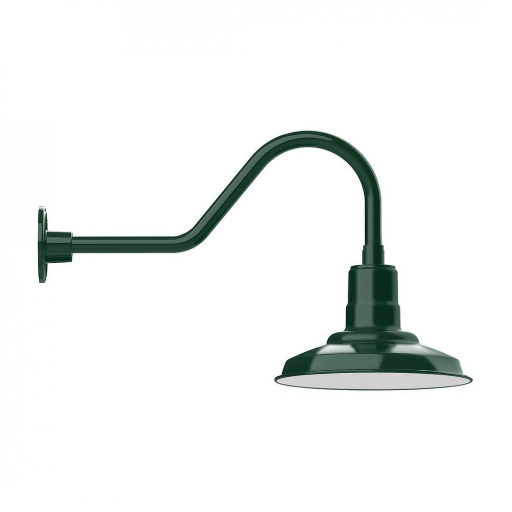 12" Warehouse shade, LED Gooseneck Wall mount, Forest Green