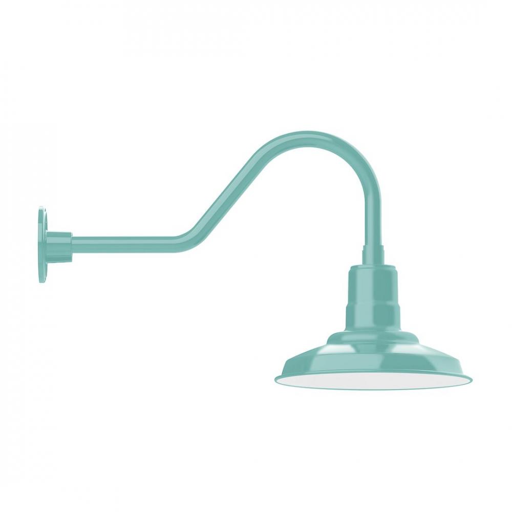 12" Warehouse shade, LED Gooseneck Wall mount, Sea Green